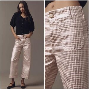MAEVE The Collette Metallic Pink Dot Print Ankle Pants NWOT $148